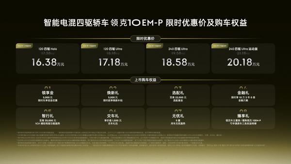 智能电混四驱轿车领克10 EM-P正式上市EVO视讯平台限时1638万-2018万元(图4)